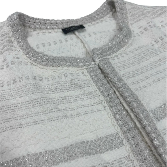 Talbots Woman Petites Ivory Metallic Stripe Textured
Knit Open Front Cardigan - Picture 4 of 11